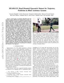 HEADS-UP: Head-Mounted Egocentric Dataset for Trajectory Prediction in
  Blind Assistance Systems