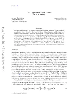 Old Optimizer, New Norm: An Anthology