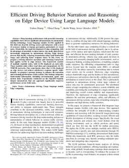 Efficient Driving Behavior Narration and Reasoning on Edge Device Using
  Large Language Models
