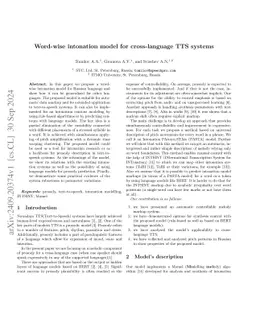 Word-wise intonation model for cross-language TTS systems