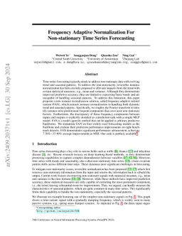 Frequency Adaptive Normalization For Non-stationary Time Series
  Forecasting
