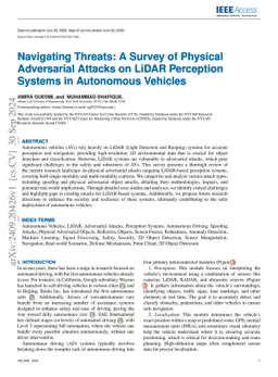 Navigating Threats: A Survey of Physical Adversarial Attacks on LiDAR
  Perception Systems in Autonomous Vehicles