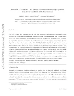Ensemble WSINDy for Data Driven Discovery of Governing Equations from
  Laser-based Full-field Measurements
