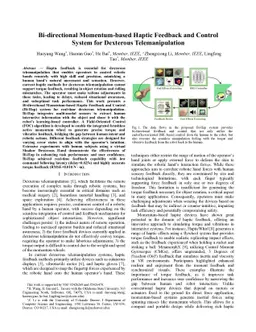 Bi-directional Momentum-based Haptic Feedback and Control System for In-Hand Dexterous Telemanipulation