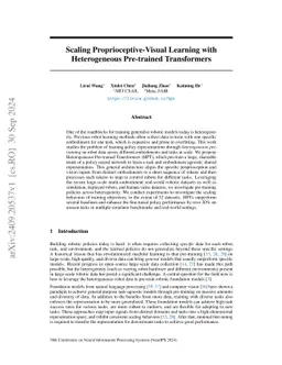 Scaling Proprioceptive-Visual Learning with Heterogeneous Pre-trained
  Transformers