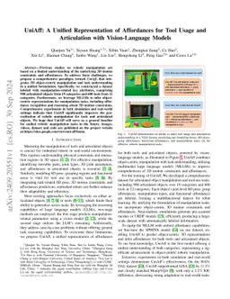 UniAff: A Unified Representation of Affordances for Tool Usage and Articulation with Vision-Language Models