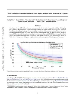 MoE-Mamba: Efficient Selective State Space Models with Mixture of
  Experts