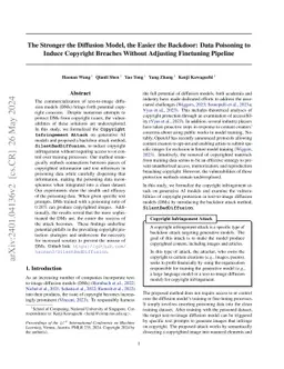 The Stronger the Diffusion Model, the Easier the Backdoor: Data
  Poisoning to Induce Copyright Breaches Without Adjusting Finetuning Pipeline