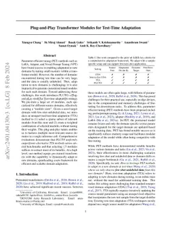 Plug-and-Play Transformer Modules for Test-Time Adaptation
