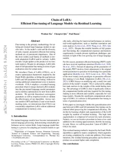 Chain of LoRA: Efficient Fine-tuning of Language Models via Residual
  Learning