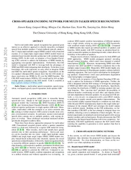 Cross-Speaker Encoding Network for Multi-Talker Speech Recognition