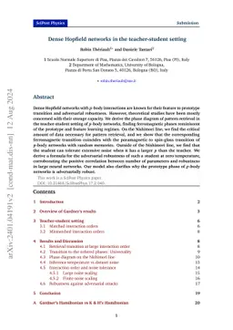 Dense Hopfield Networks in the Teacher-Student Setting