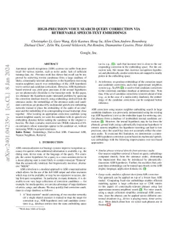 High-precision Voice Search Query Correction via Retrievable Speech-text
  Embedings