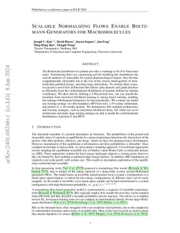 Scalable Normalizing Flows Enable Boltzmann Generators for
  Macromolecules