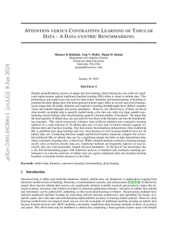 Attention versus Contrastive Learning of Tabular Data -- A Data-centric
  Benchmarking