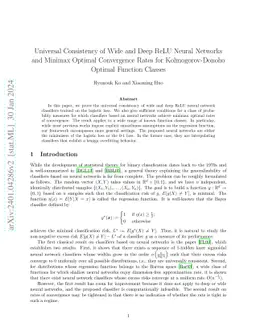 Universal Consistency of Wide and Deep ReLU Neural Networks and Minimax
  Optimal Convergence Rates for Kolmogorov-Donoho Optimal Function Classes