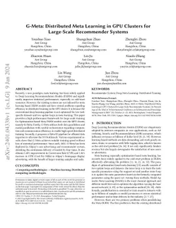 G-Meta: Distributed Meta Learning in GPU Clusters for Large-Scale
  Recommender Systems