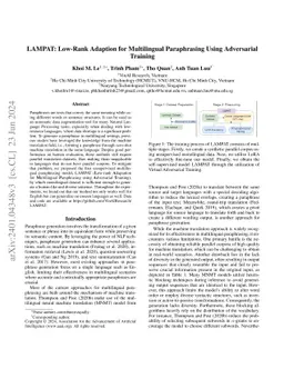 LAMPAT: Low-Rank Adaption for Multilingual Paraphrasing Using
  Adversarial Training