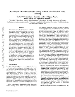 A Survey on Efficient Federated Learning Methods for Foundation Model
  Training