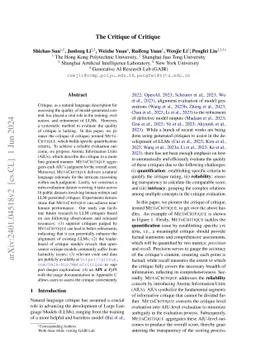 The Critique of Critique