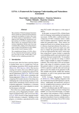 LUNA: A Framework for Language Understanding and Naturalness Assessment