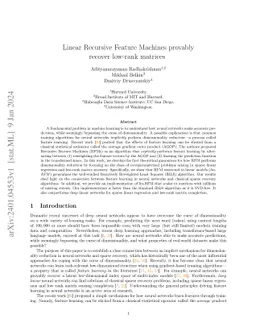 Linear Recursive Feature Machines provably recover low-rank matrices