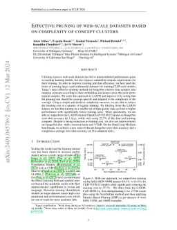 Effective pruning of web-scale datasets based on complexity of concept
  clusters