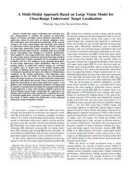 A Multi-Modal Approach Based on Large Vision Model for Close-Range
  Underwater Target Localization