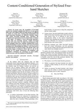 Content-Conditioned Generation of Stylized Free hand Sketches