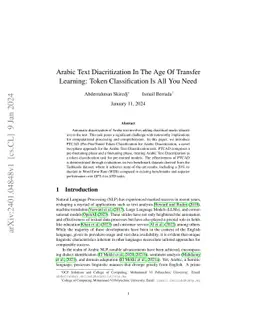 Arabic Text Diacritization In The Age Of Transfer Learning: Token
  Classification Is All You Need