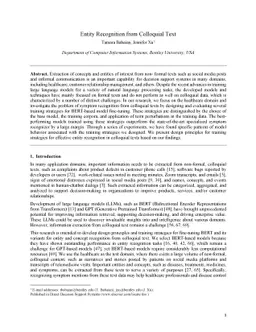 Entity Recognition from Colloquial Text