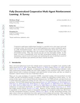 Fully Decentralized Cooperative Multi-Agent Reinforcement Learning: A
  Survey