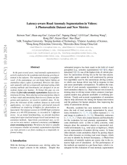 Latency-aware Road Anomaly Segmentation in Videos: A Photorealistic
  Dataset and New Metrics