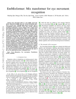 EmMixformer: Mix transformer for eye movement recognition