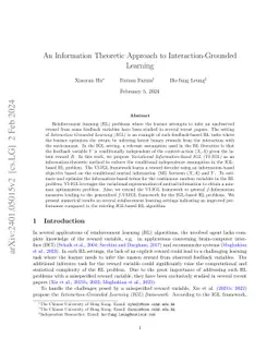 An Information Theoretic Approach to Interaction-Grounded Learning