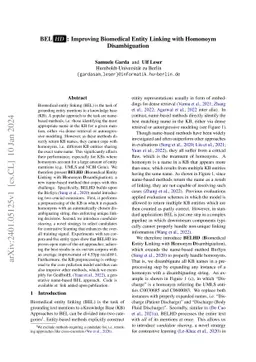 BELHD: Improving Biomedical Entity Linking with Homonoym Disambiguation