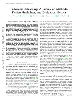 Federated Unlearning: A Survey on Methods, Design Guidelines, and
  Evaluation Metrics