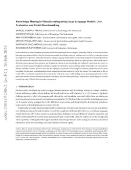 Knowledge Sharing in Manufacturing using Large Language Models: User
  Evaluation and Model Benchmarking
