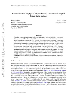 Error estimation for physics-informed neural networks with implicit
  Runge-Kutta methods