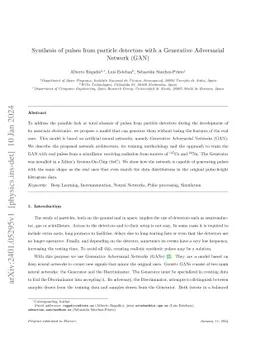 Synthesis of pulses from particle detectors with a Generative
  Adversarial Network (GAN)