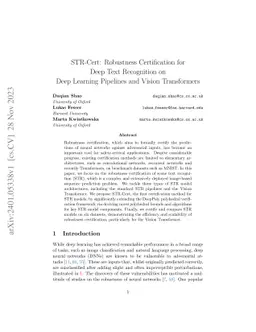 STR-Cert: Robustness Certification for Deep Text Recognition on Deep
  Learning Pipelines and Vision Transformers