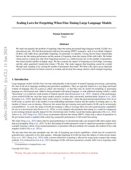 Scaling Laws for Forgetting When Fine-Tuning Large Language Models