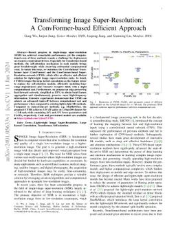 Transforming Image Super-Resolution: A ConvFormer-based Efficient
  Approach
