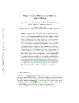 Object-Centric Diffusion for Efficient Video Editing