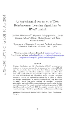 An experimental evaluation of Deep Reinforcement Learning algorithms for
  HVAC control