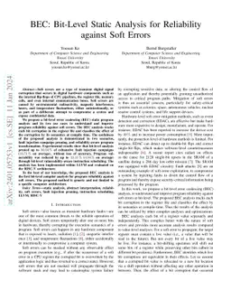 BEC: Bit-Level Static Analysis for Reliability against Soft Errors