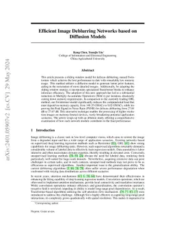 Efficient Image Deblurring Networks based on Diffusion Models