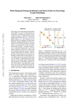 Block-Diagonal Orthogonal Relation and Matrix Entity for Knowledge Graph
  Embedding