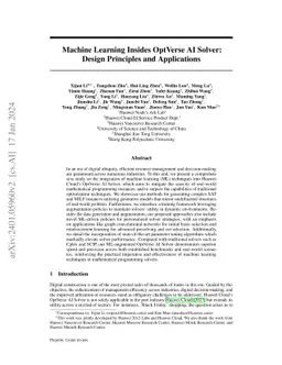 Machine Learning Insides OptVerse AI Solver: Design Principles and
  Applications