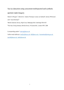 Sea ice detection using concurrent multispectral and synthetic aperture
  radar imagery